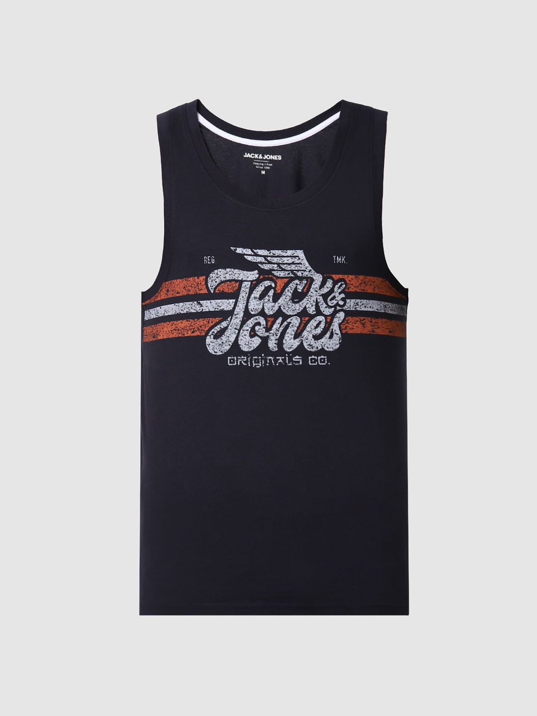 Navy Blue Logo Print Vest