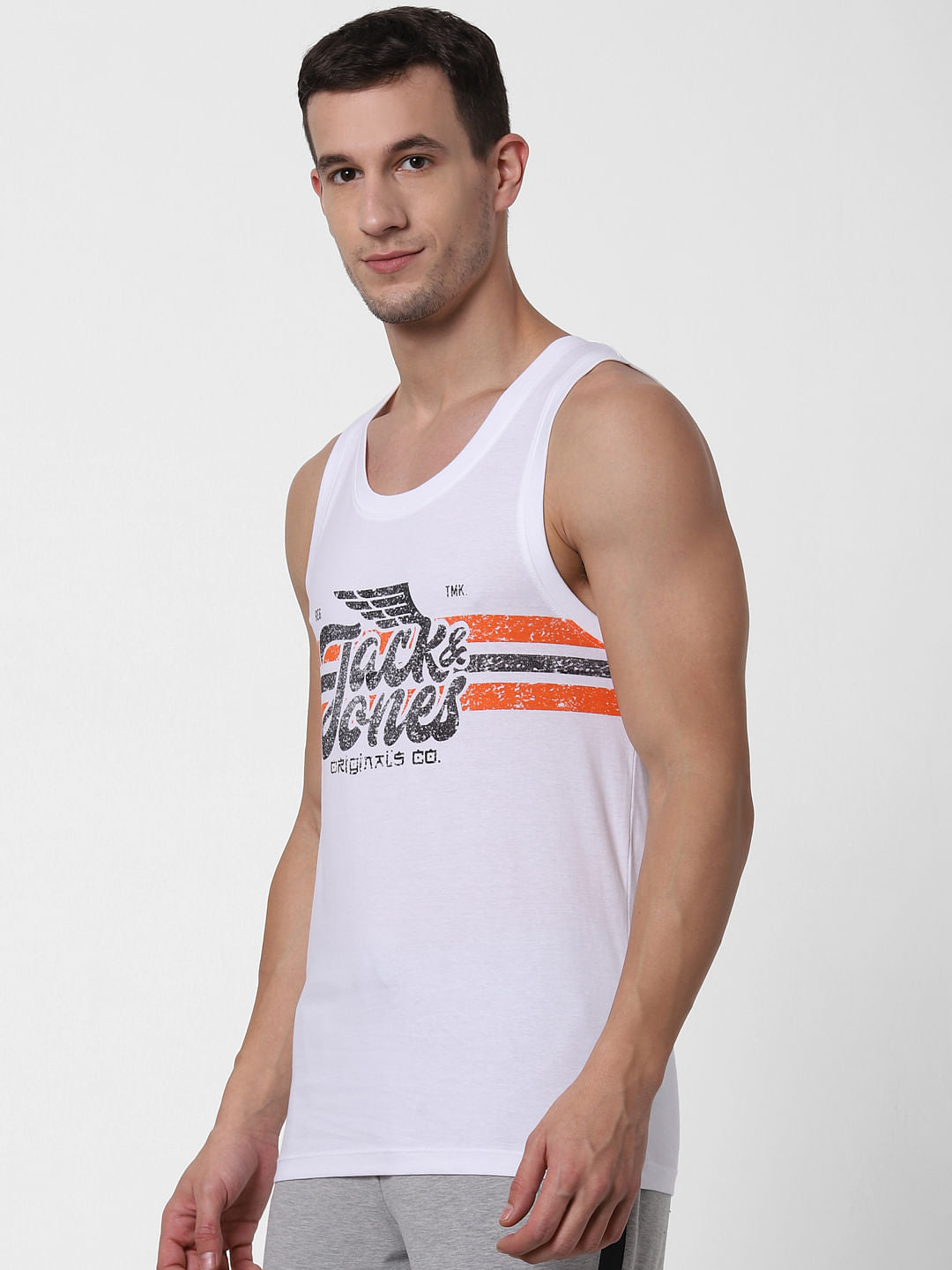 White Logo Print Vest