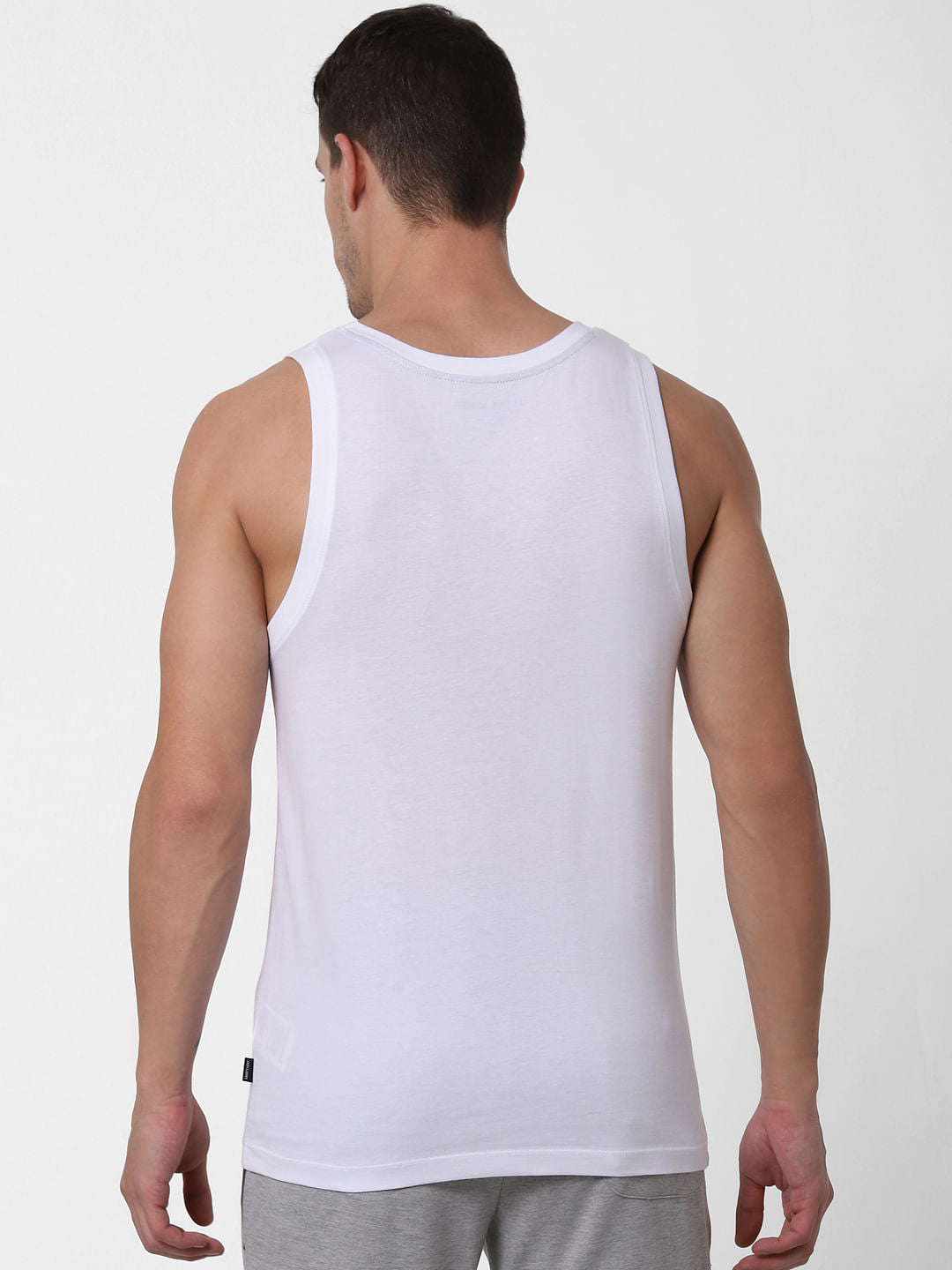 White Logo Print Vest