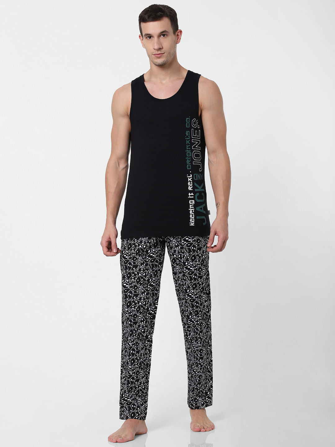 Black Logo Print Vest - S