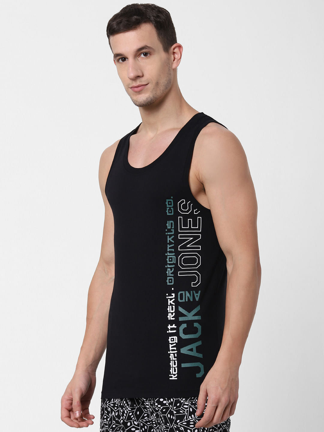 Black Logo Print Vest