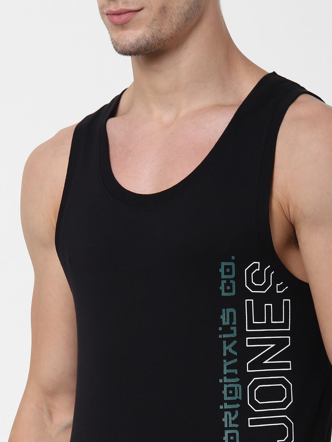 Black Logo Print Vest