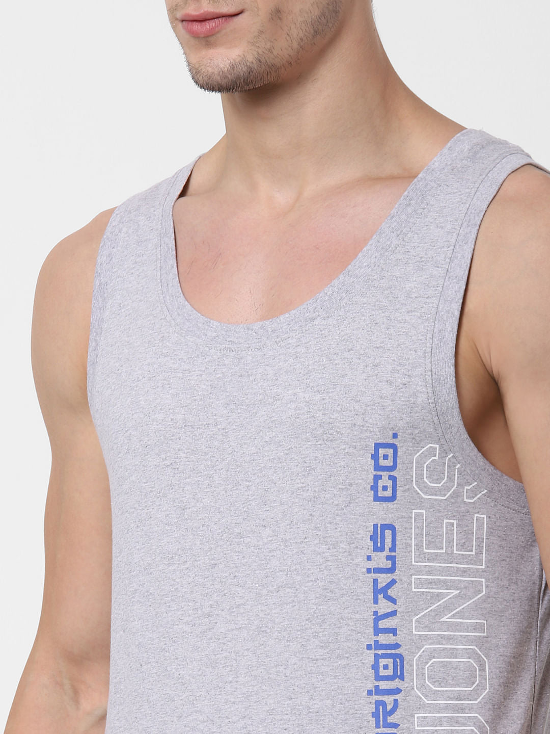 Grey Logo Print Vest