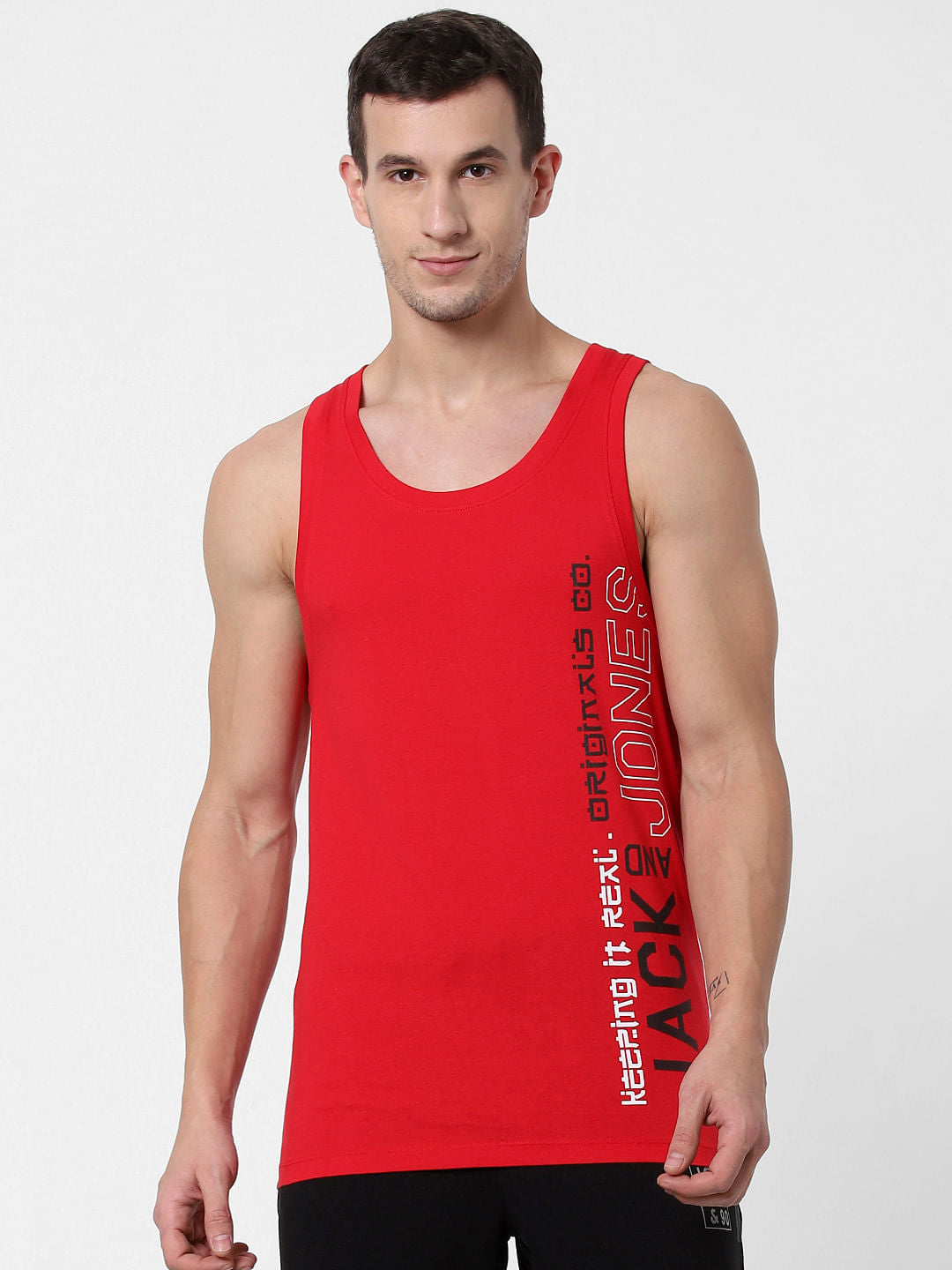 Red Logo Print Vest