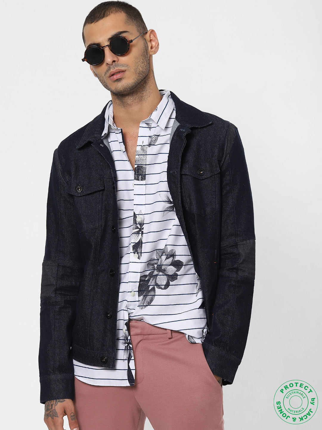 White Striped Short Sleeves Shirt - S