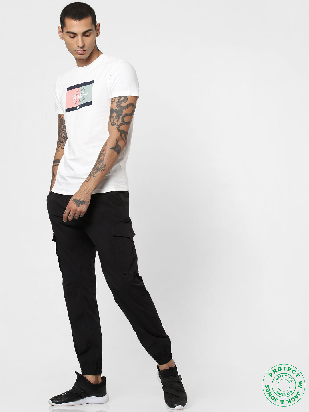 White Graphic Print Crew Neck T-shirt