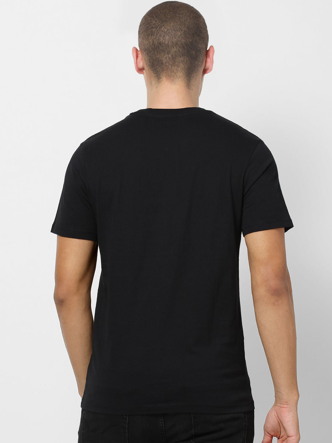 Black Typographic Print Crew Neck T-shirt