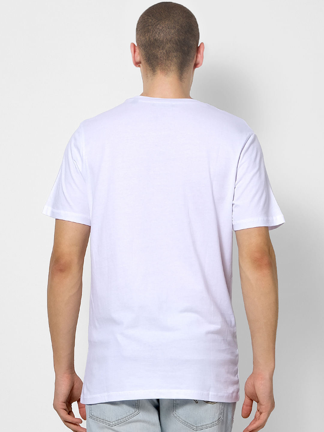 White Text Print Crew Neck T-shirt