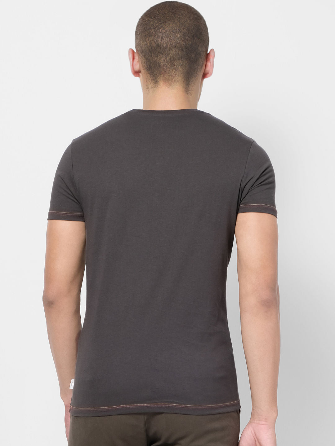 Black Text Print Crew Neck T-shirt