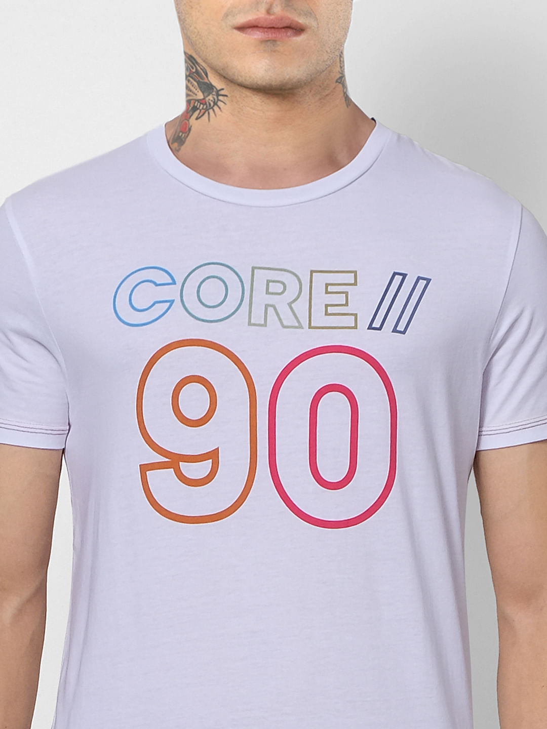 White Text Print Crew Neck T-shirt