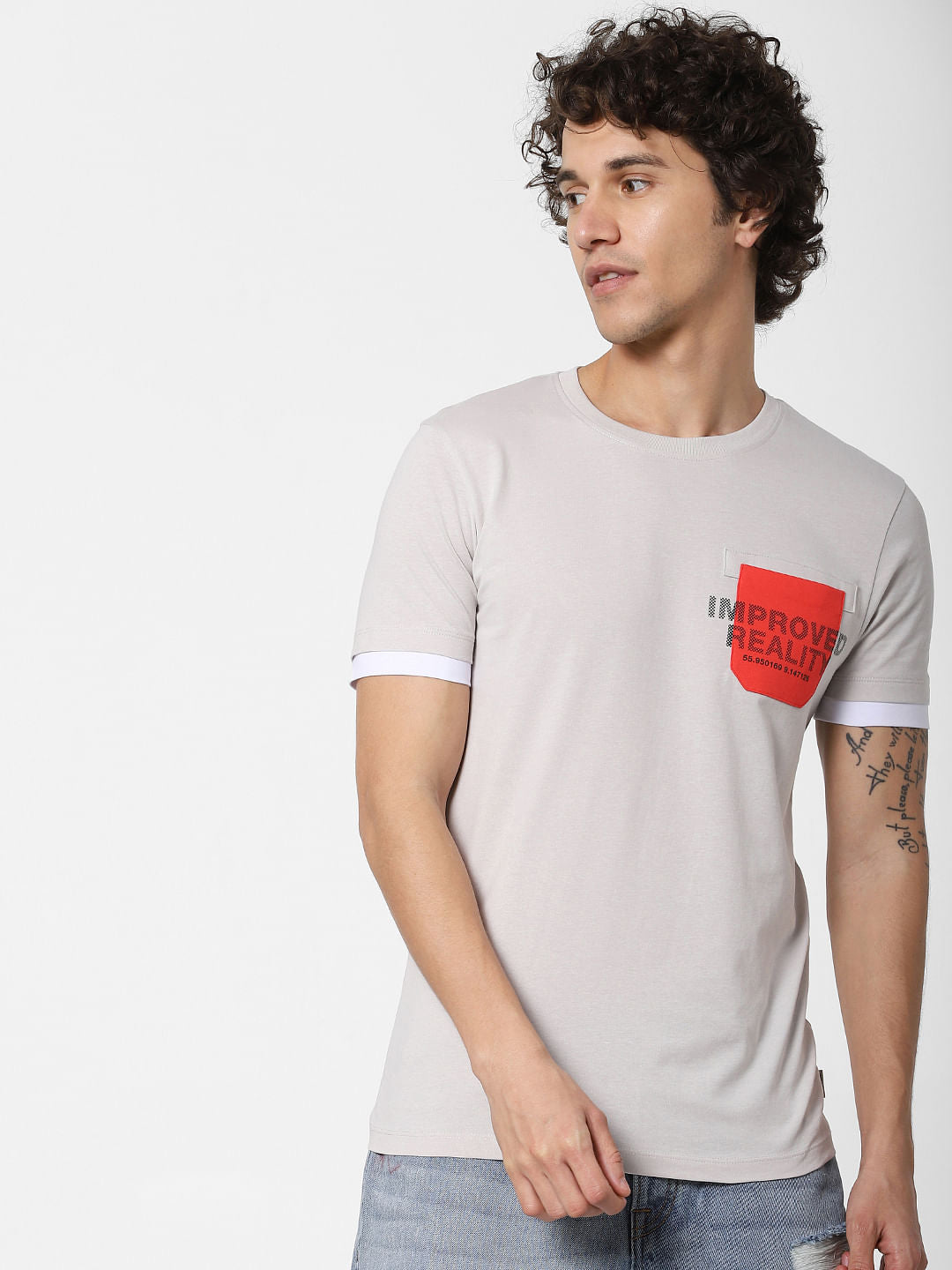 Off-White Text Print Crew Neck T-shirt