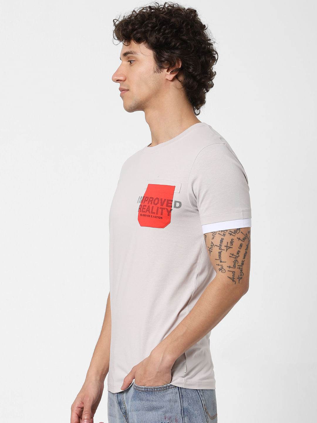 Off-White Text Print Crew Neck T-shirt