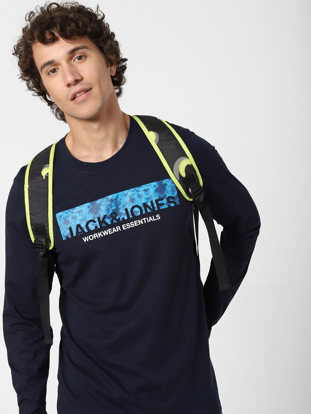 Blue Logo Print Crew Neck T-shirt - S