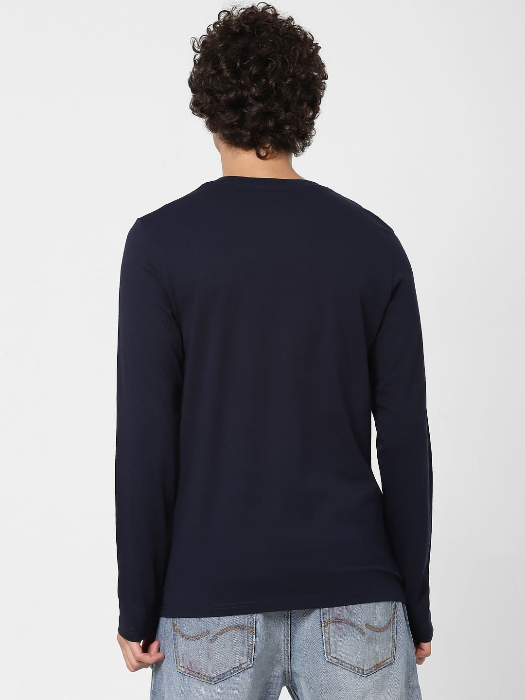 Blue Logo Print Crew Neck T-shirt