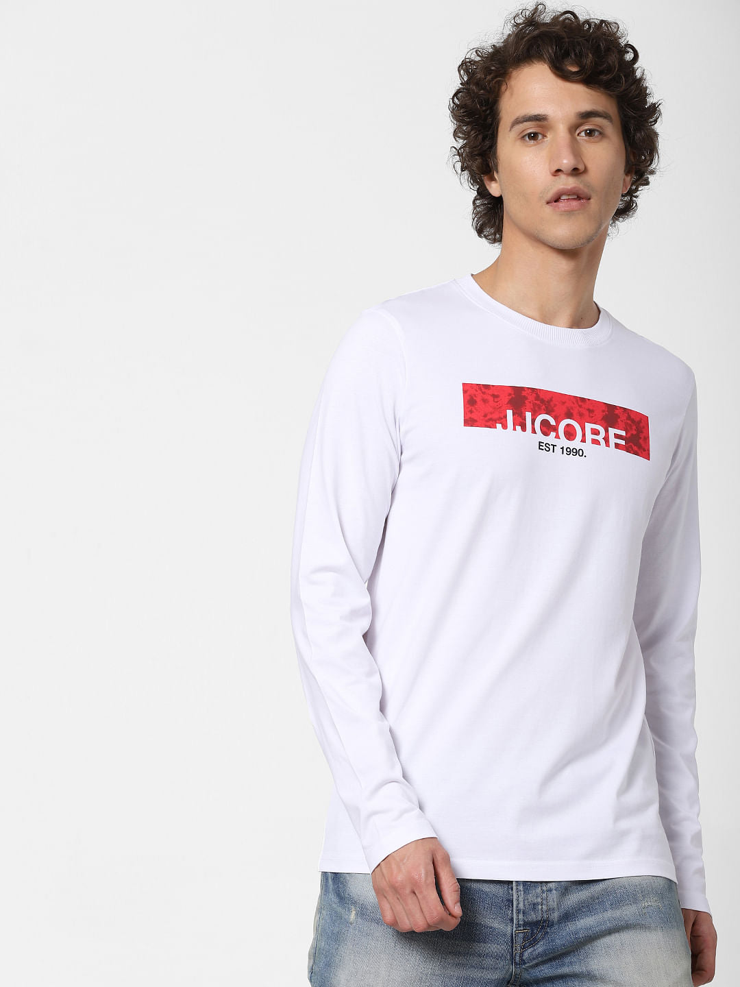 White Logo Print Crew Neck T-shirt