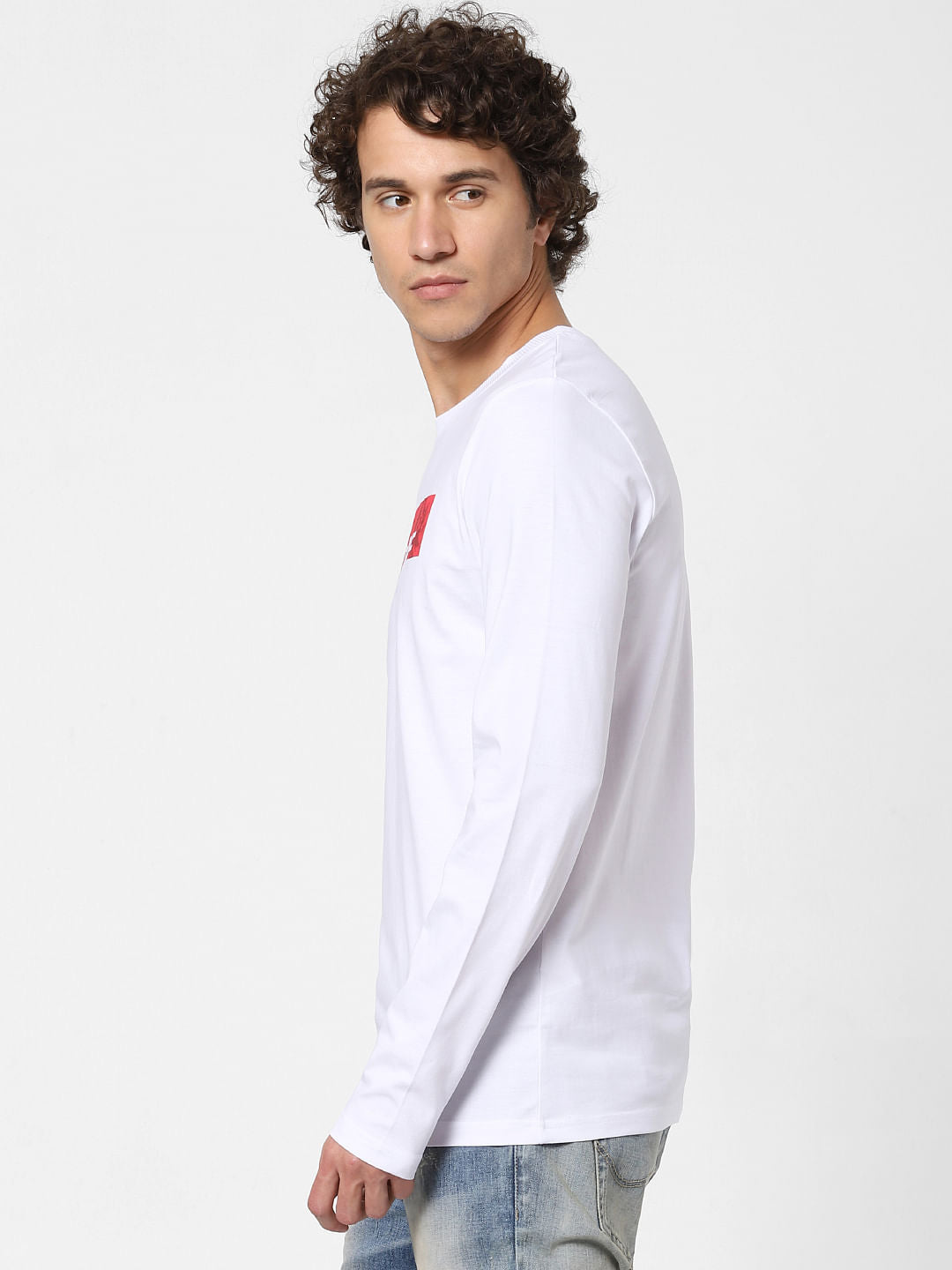 White Logo Print Crew Neck T-shirt