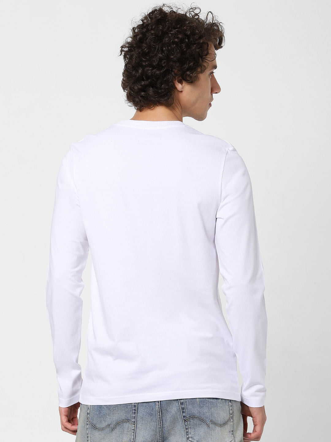 White Logo Print Crew Neck T-shirt