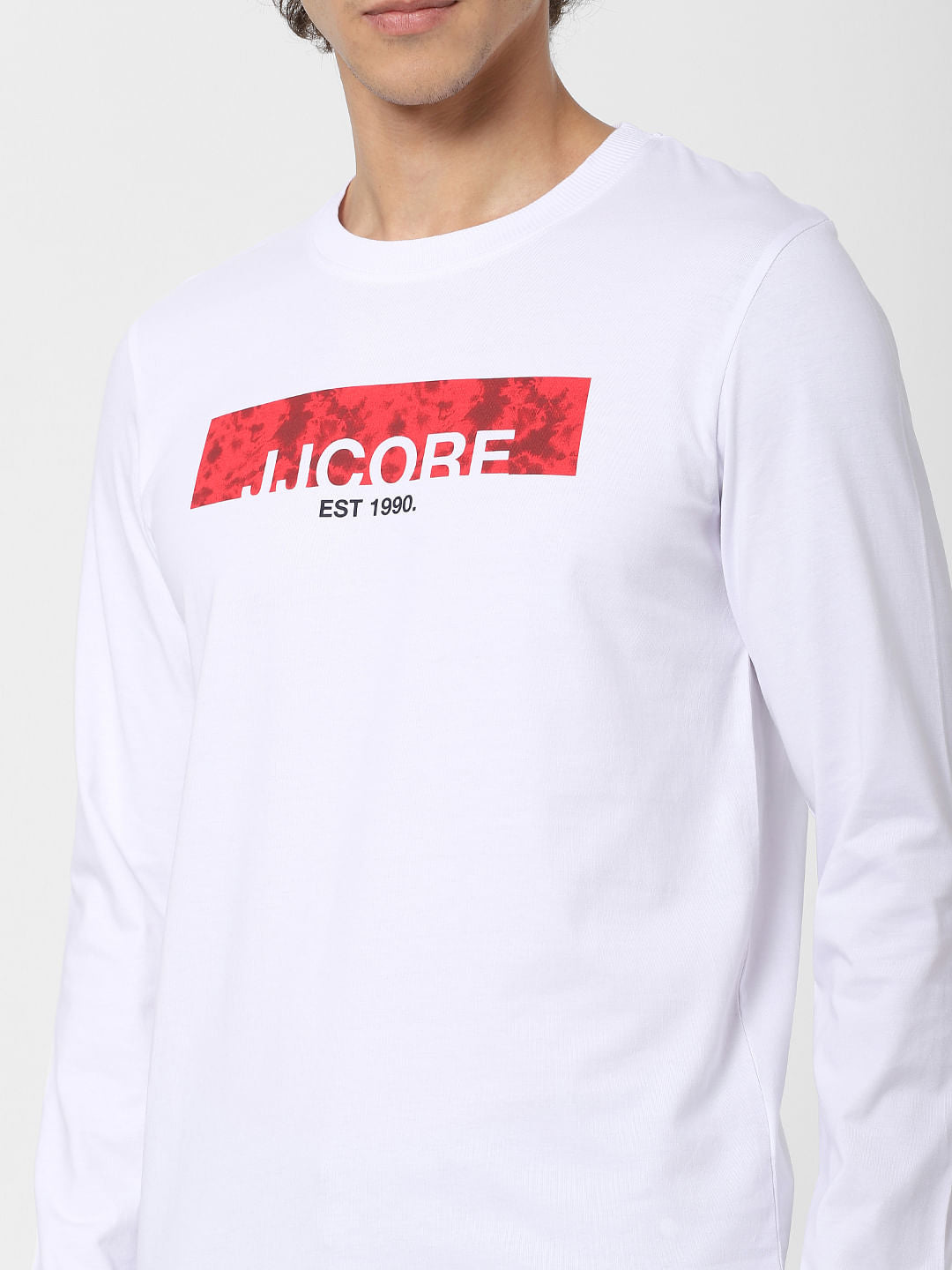 White Logo Print Crew Neck T-shirt