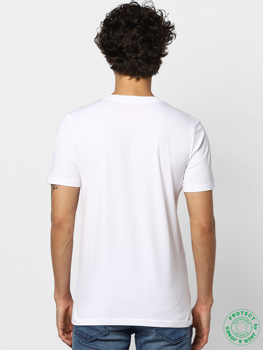 White Crew Neck Graphic Print T-shirt