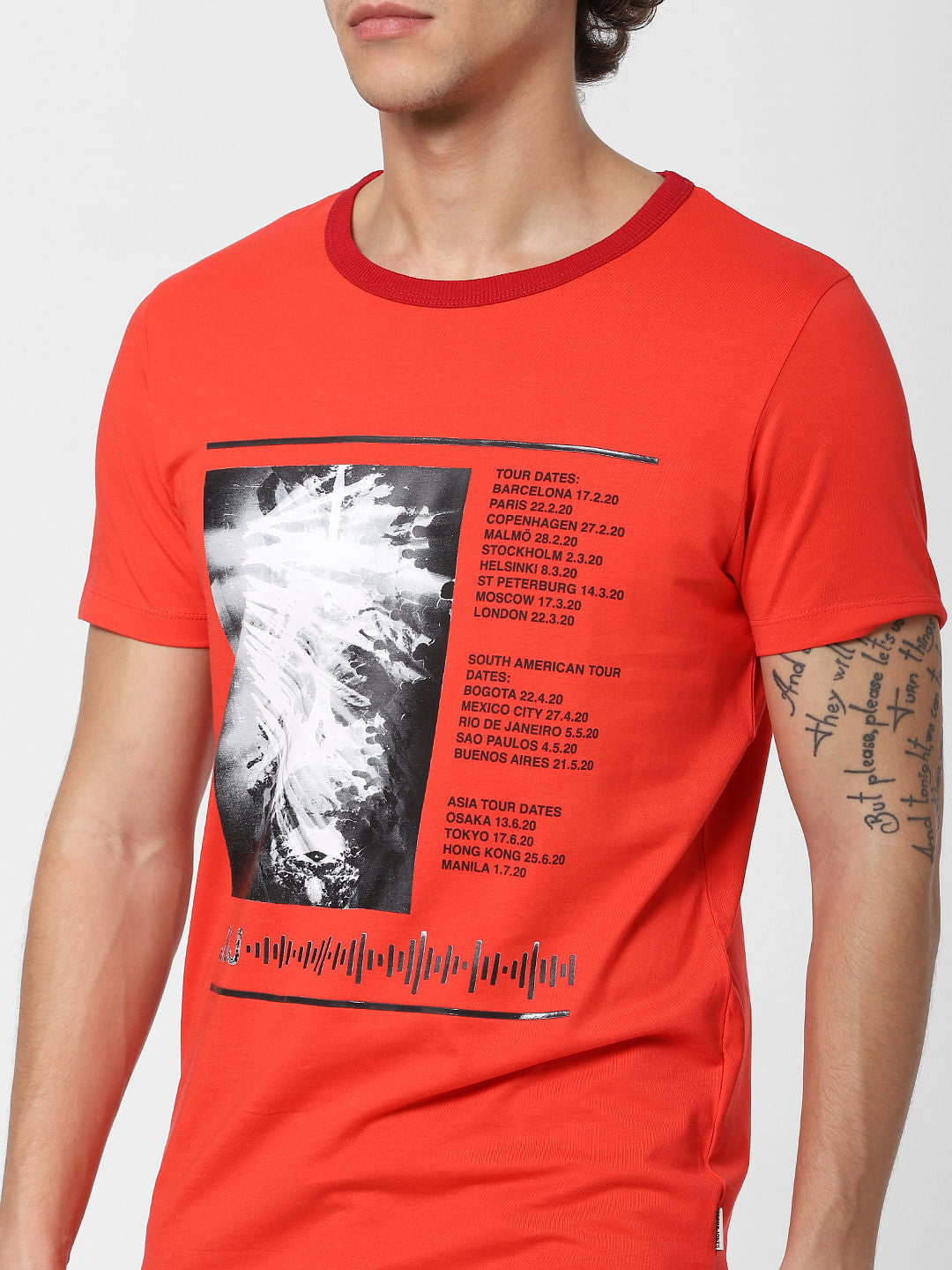 Red Graphic Print Crew Neck T-shirt