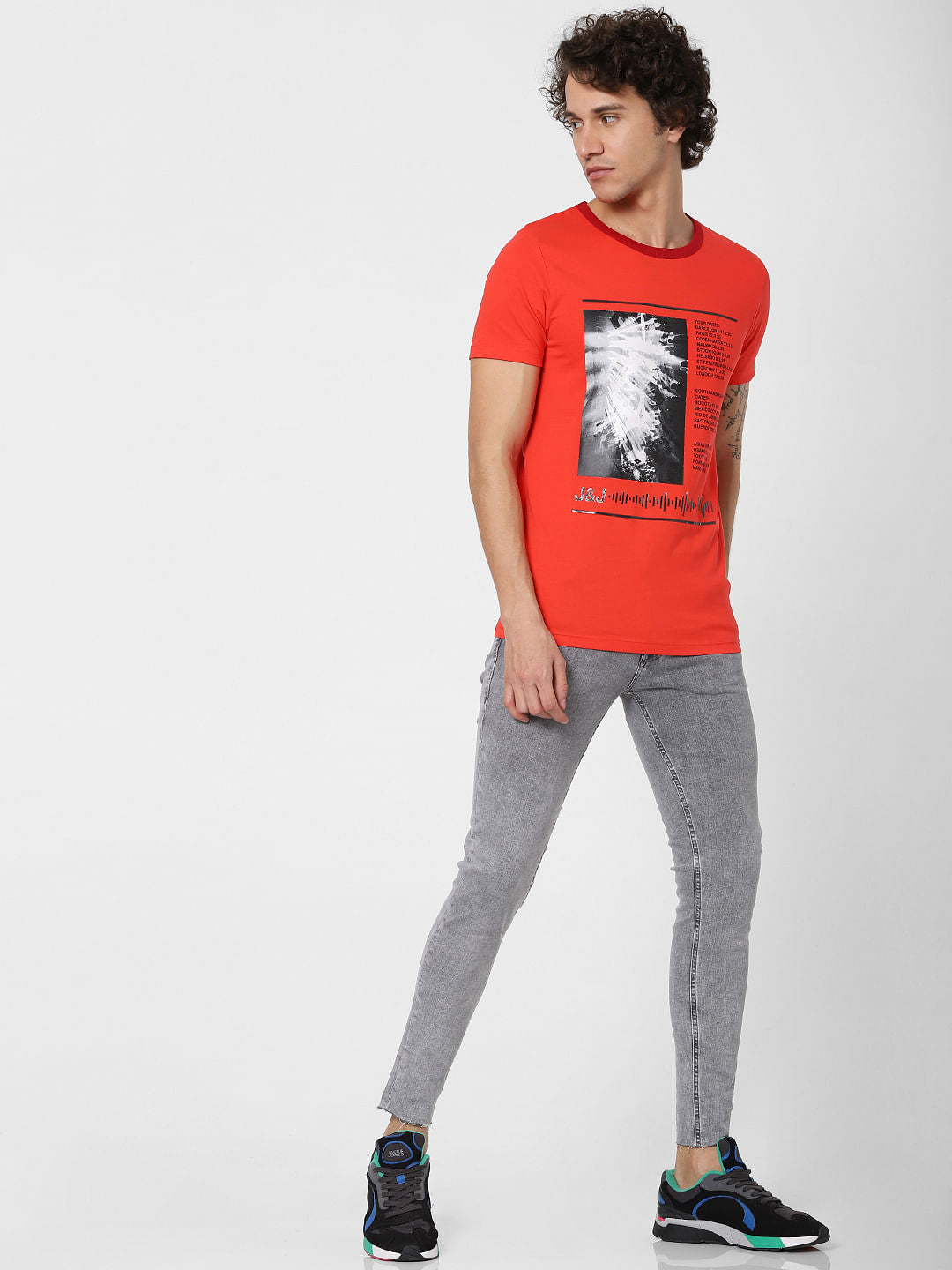 Red Graphic Print Crew Neck T-shirt