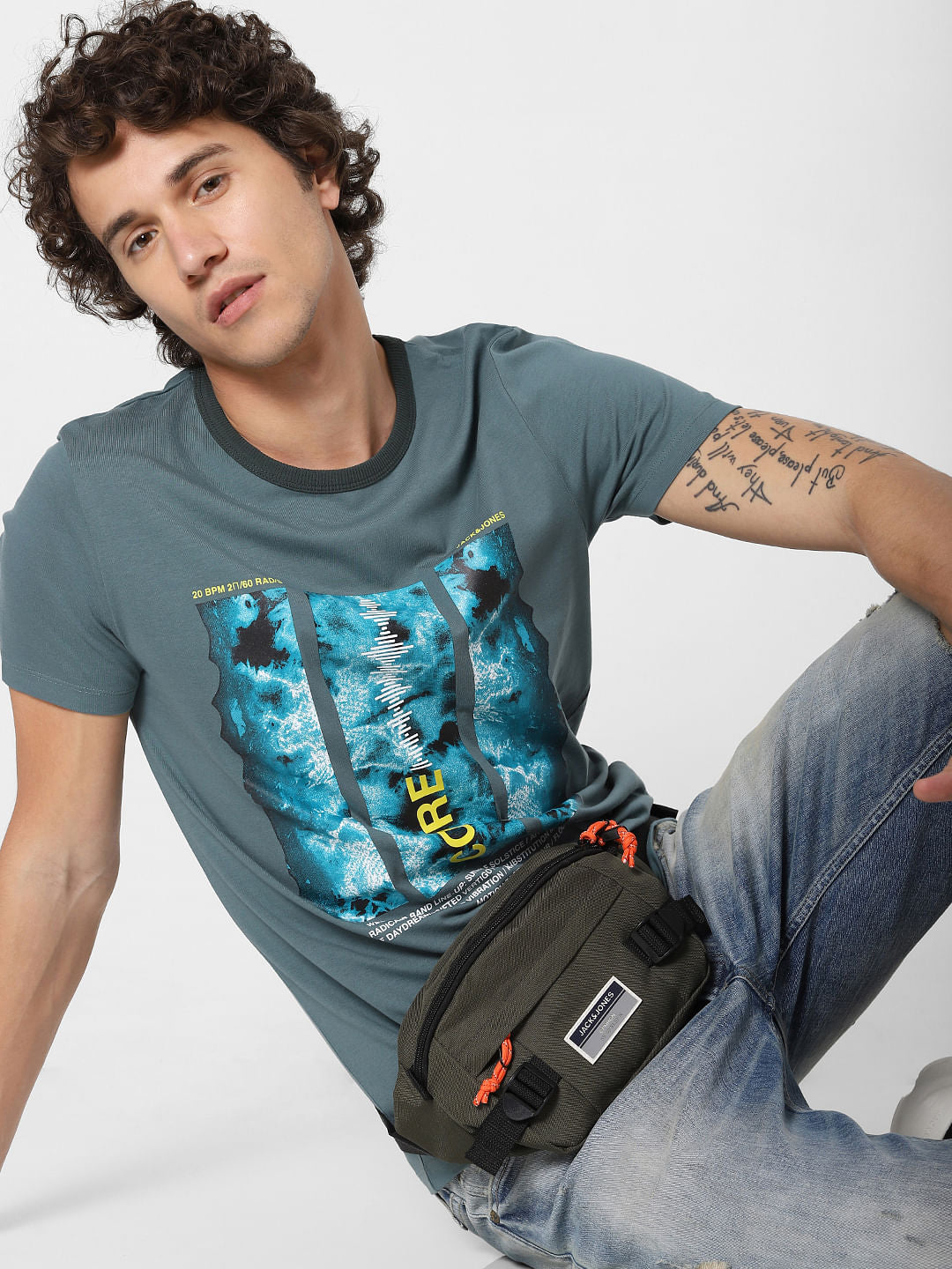 Green Graphic Print Crew Neck T-shirt - S