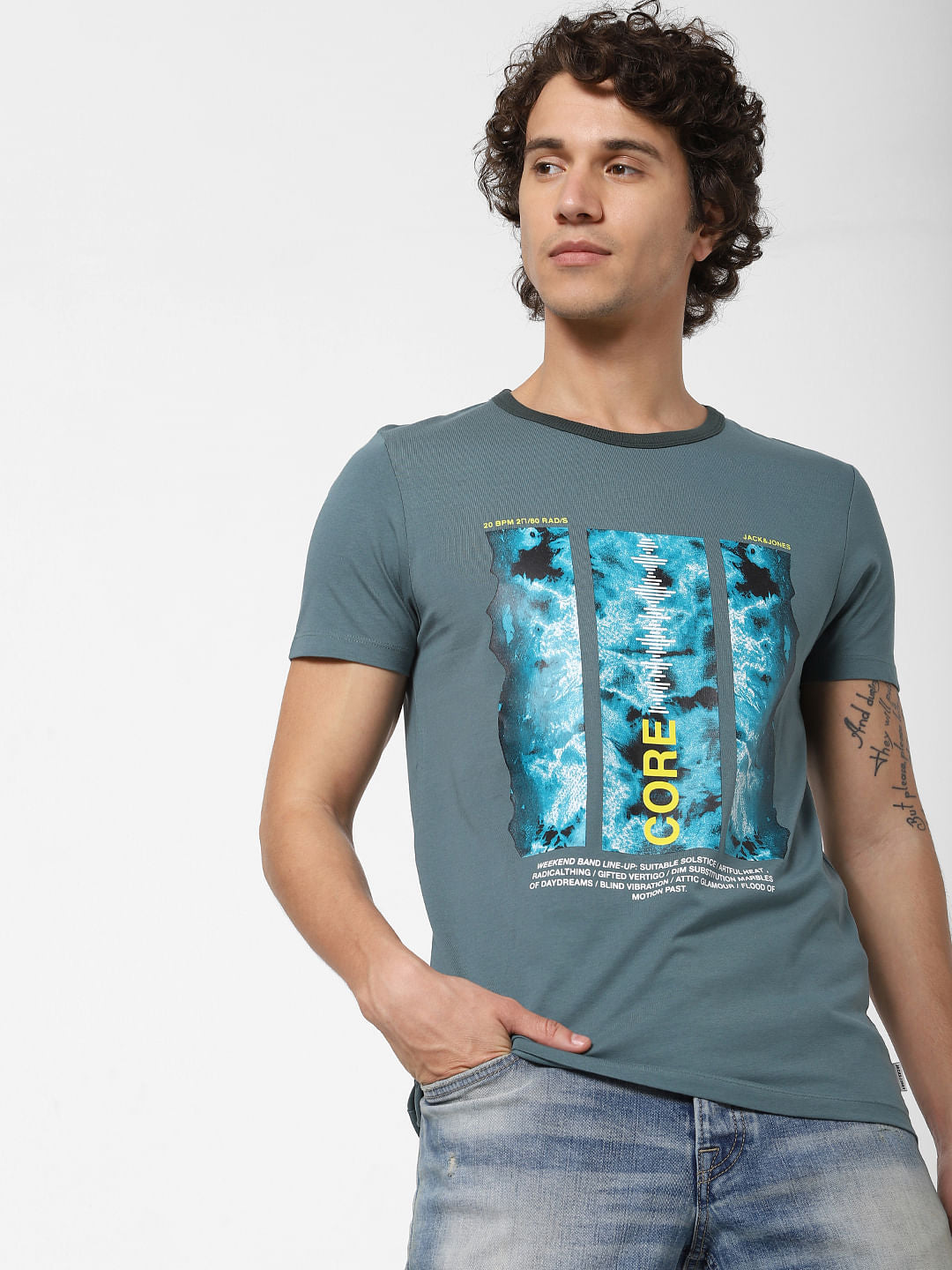 Green Graphic Print Crew Neck T-shirt