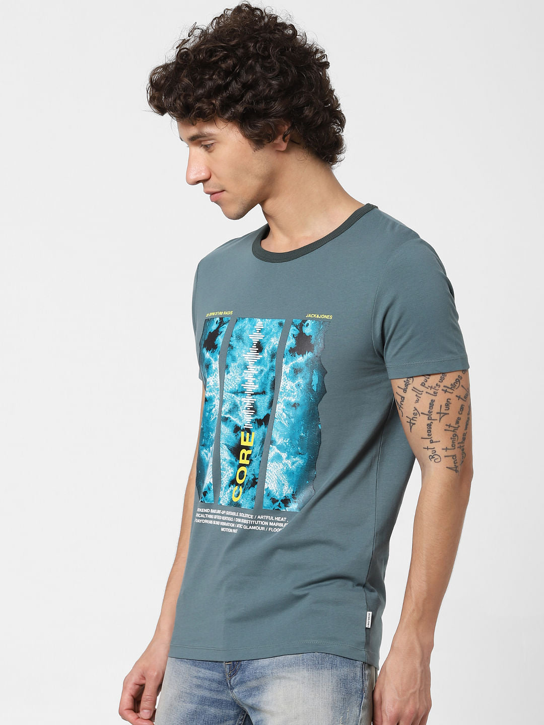Green Graphic Print Crew Neck T-shirt