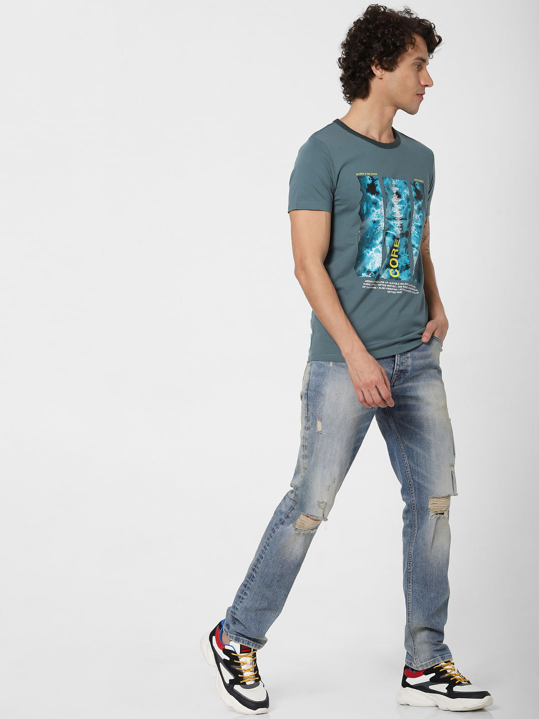 Green Graphic Print Crew Neck T-shirt
