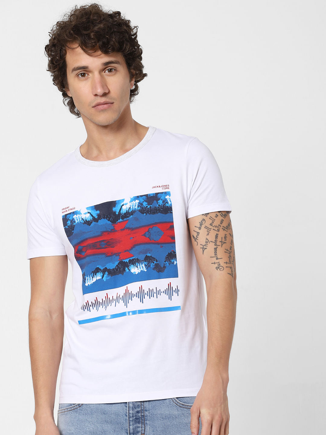 White Graphic Print Crew Neck T-shirt