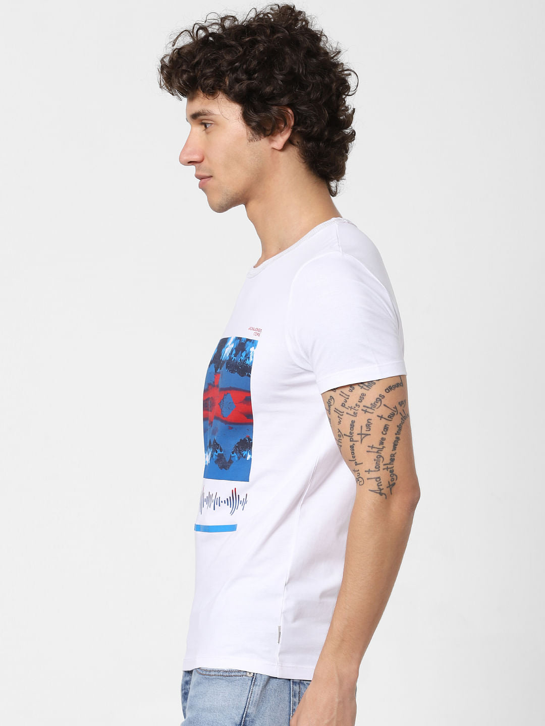 White Graphic Print Crew Neck T-shirt