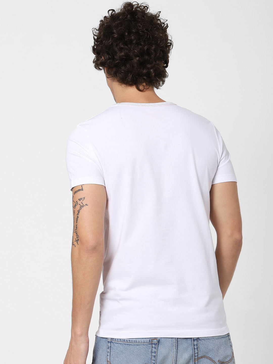 White Graphic Print Crew Neck T-shirt