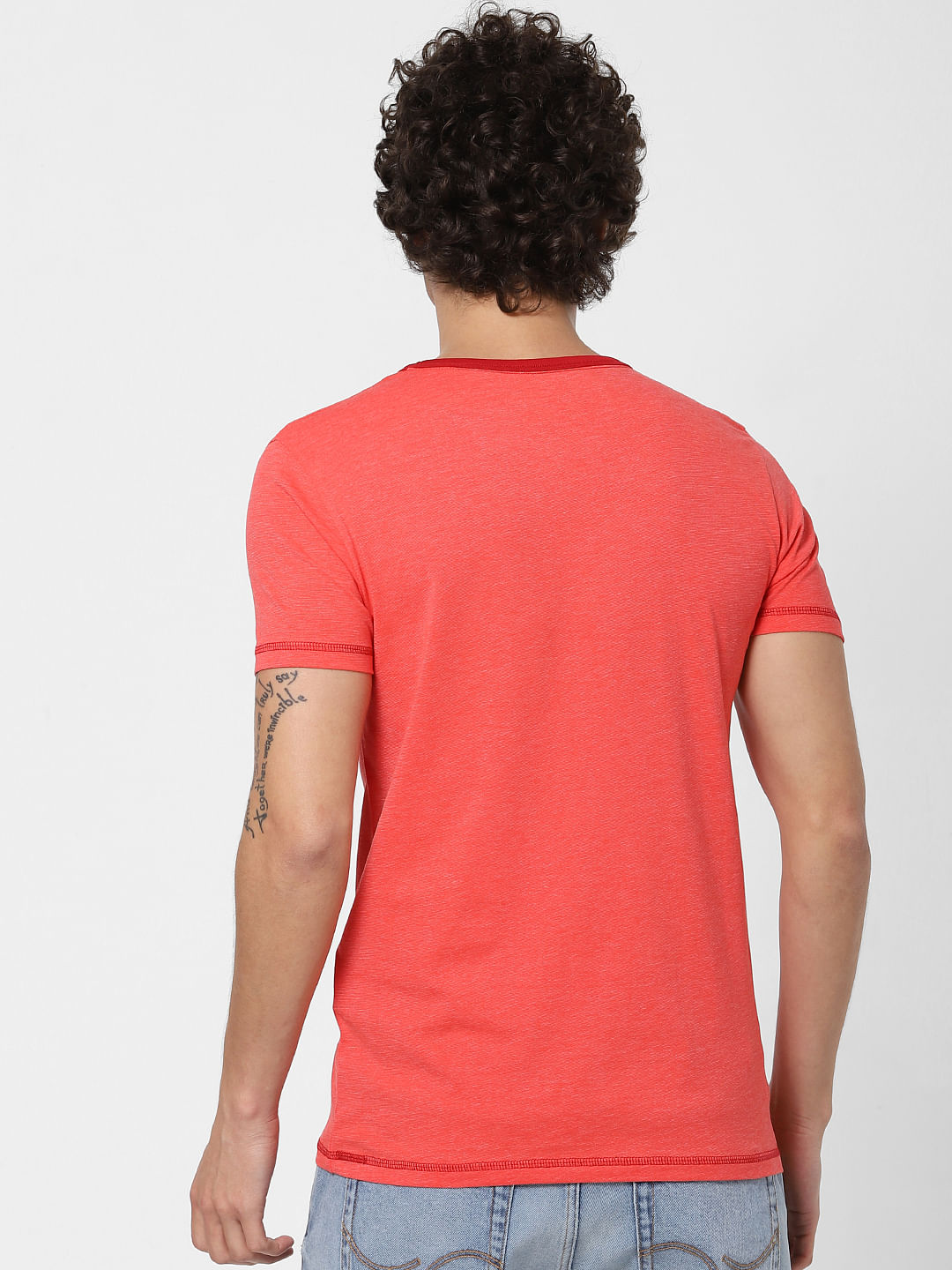 Red Logo Print Crew Neck T-shirt
