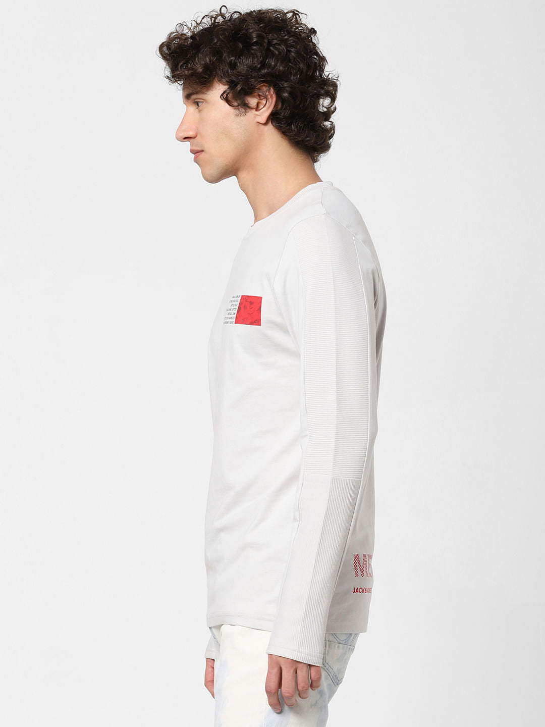 Off-White Text Print Crew Neck T-shirt