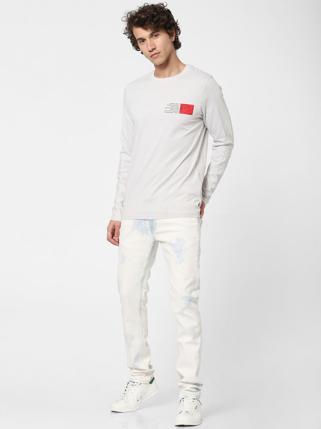 Off-White Text Print Crew Neck T-shirt