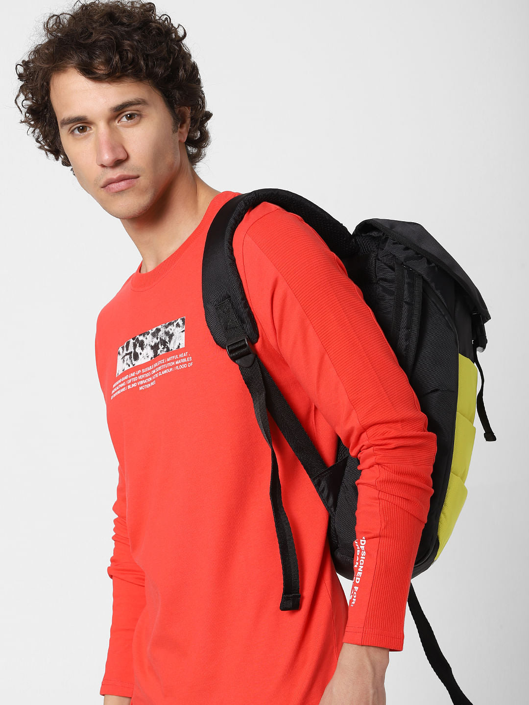 Red Text Print Crew Neck T-shirt - S
