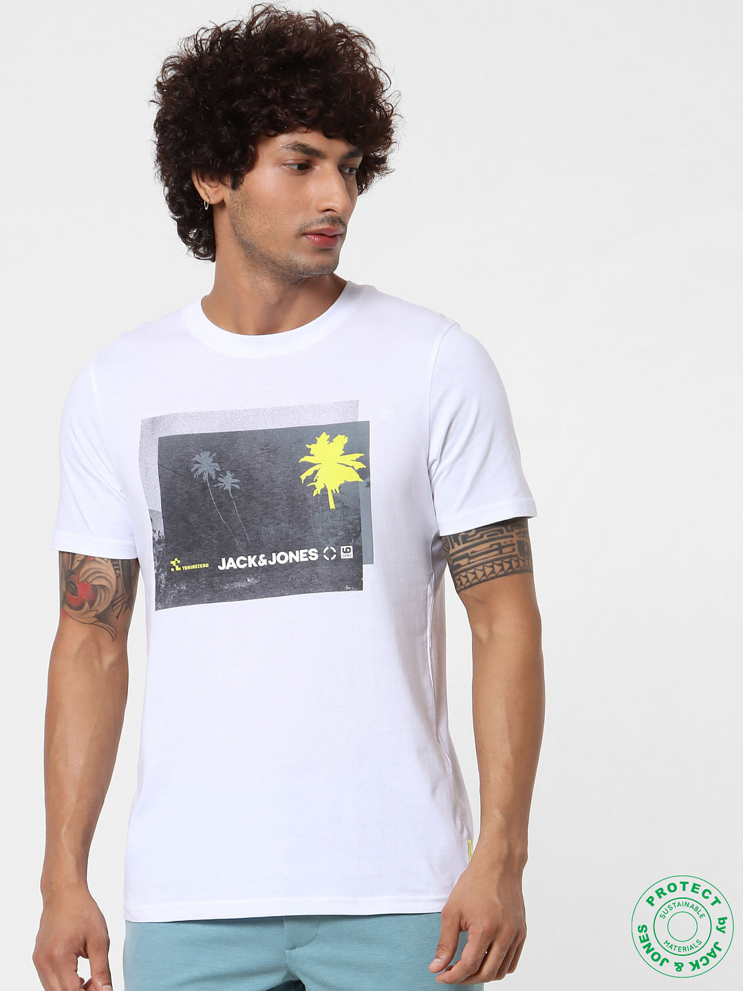 White Graphic Print T-shirt - S