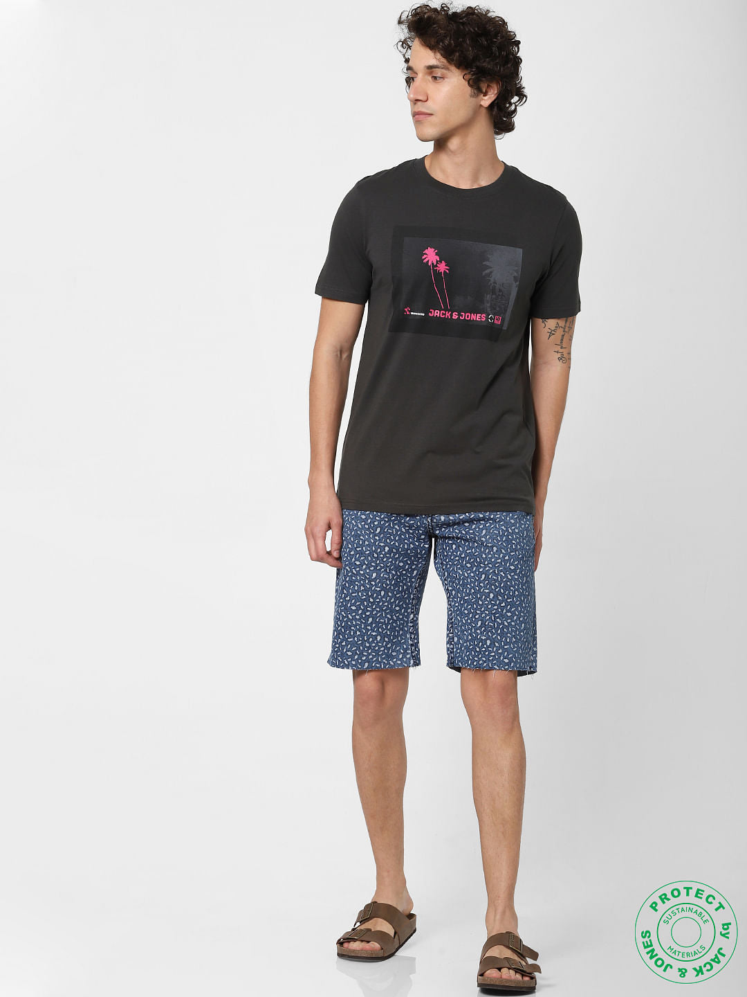 Black Graphic Print Crew Neck T-shirt