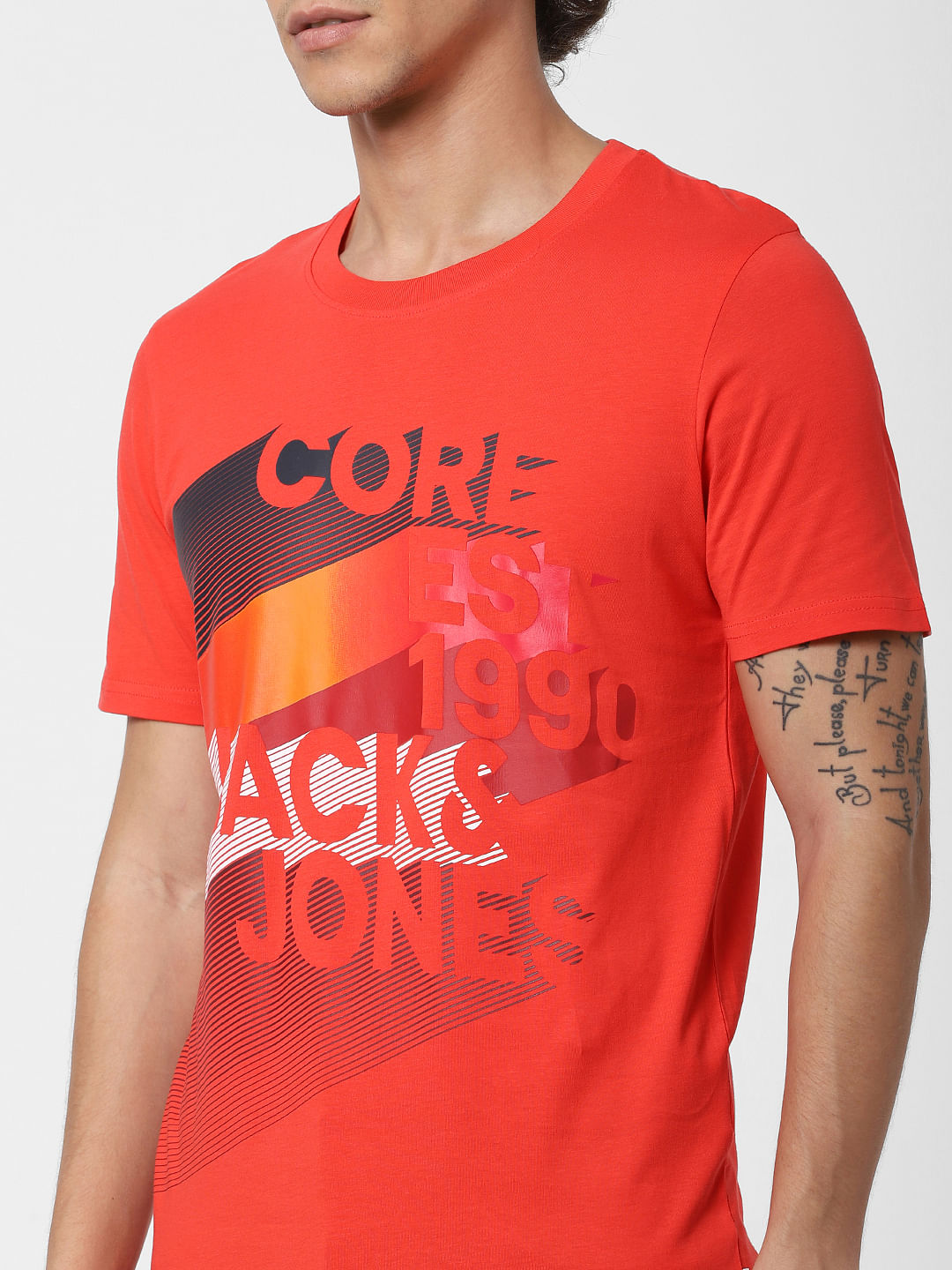 Red Logo Print Crew Neck T-shirt