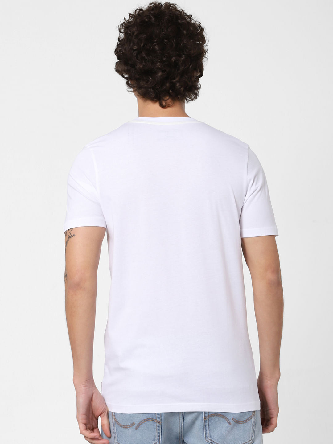 White Logo Print Crew Neck T-shirt