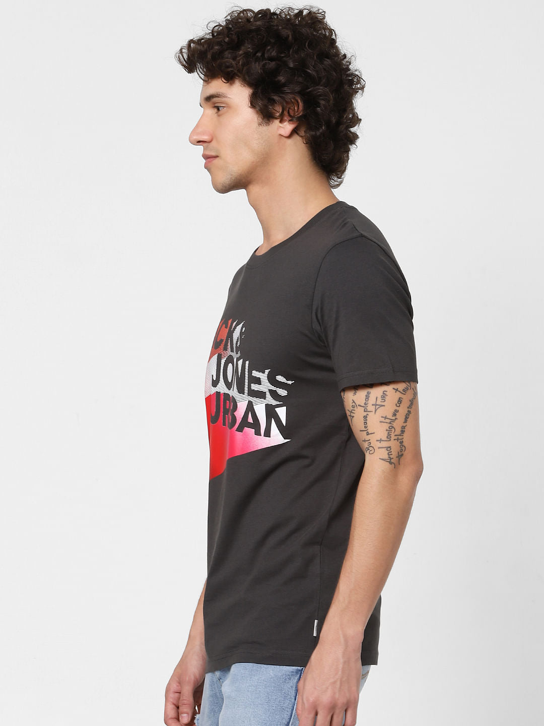 Black Logo Print Crew Neck T-shirt