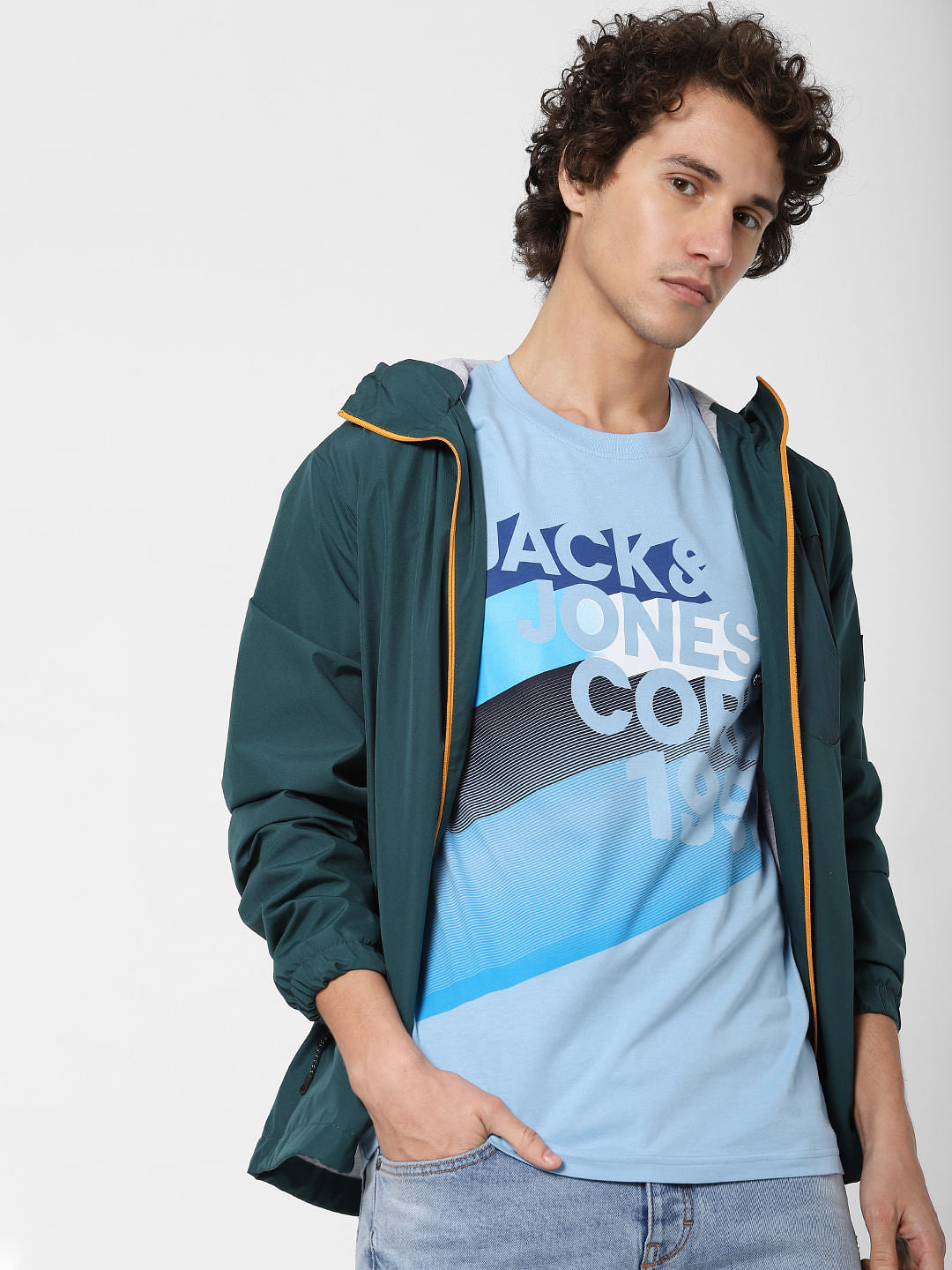 Blue Logo Print Crew Neck T-shirt - S