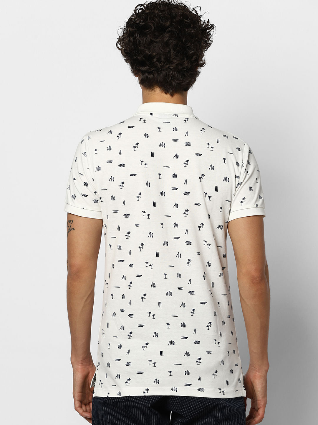 White All Over Print Polo T-shirt