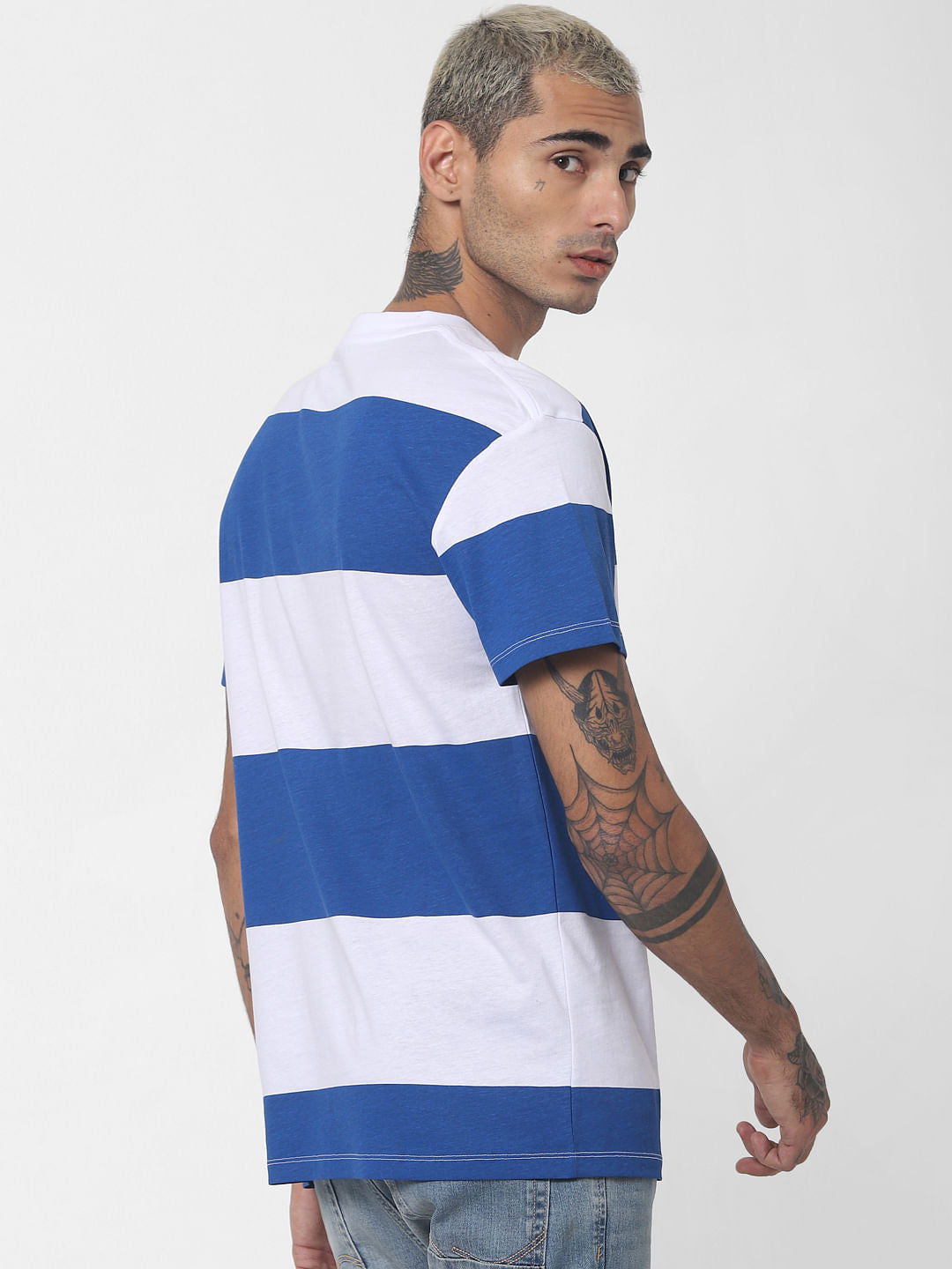Blue Striped Crew Neck T-shirt