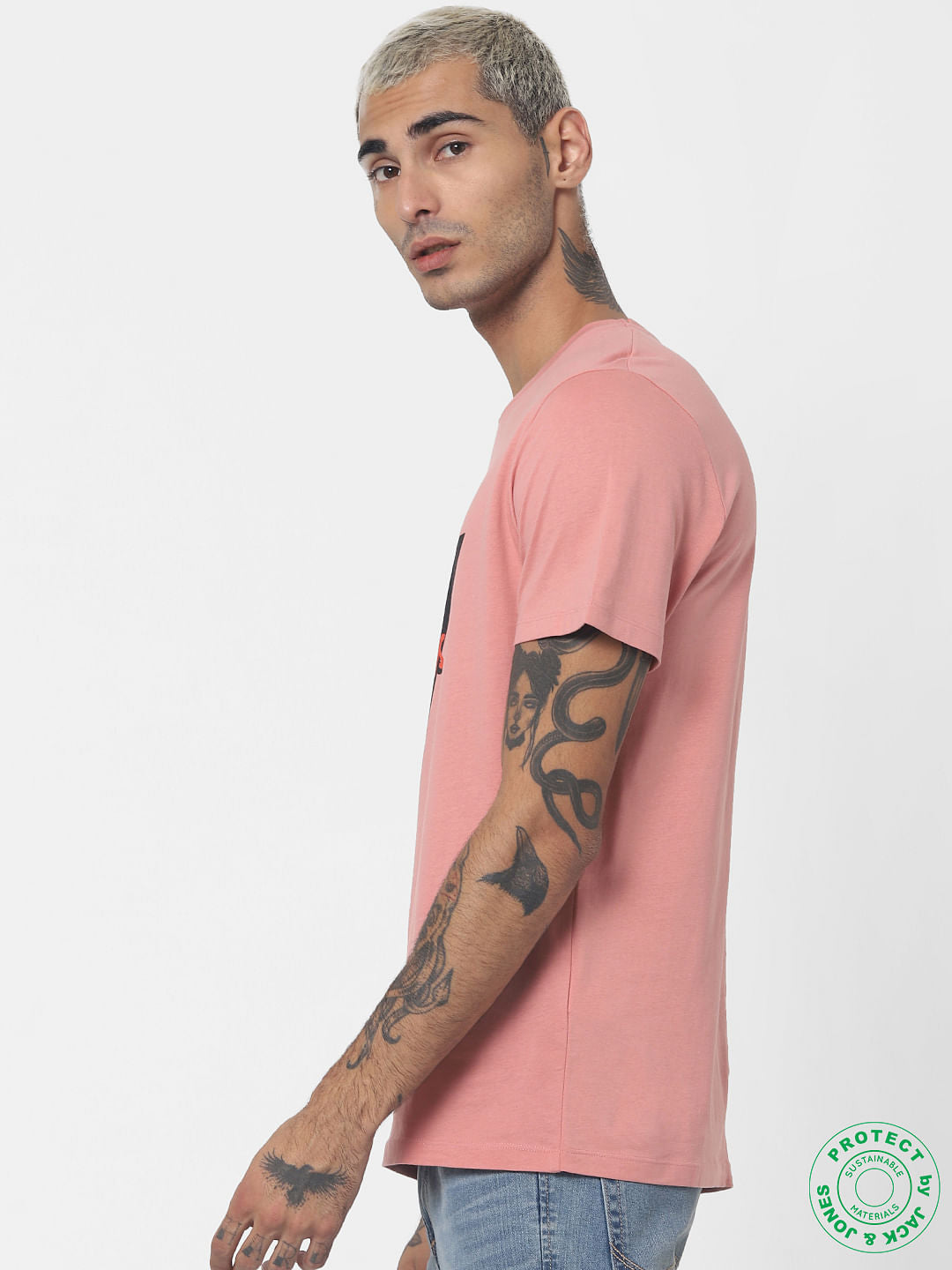 Pink Graphic Print Crew Neck T-shirt