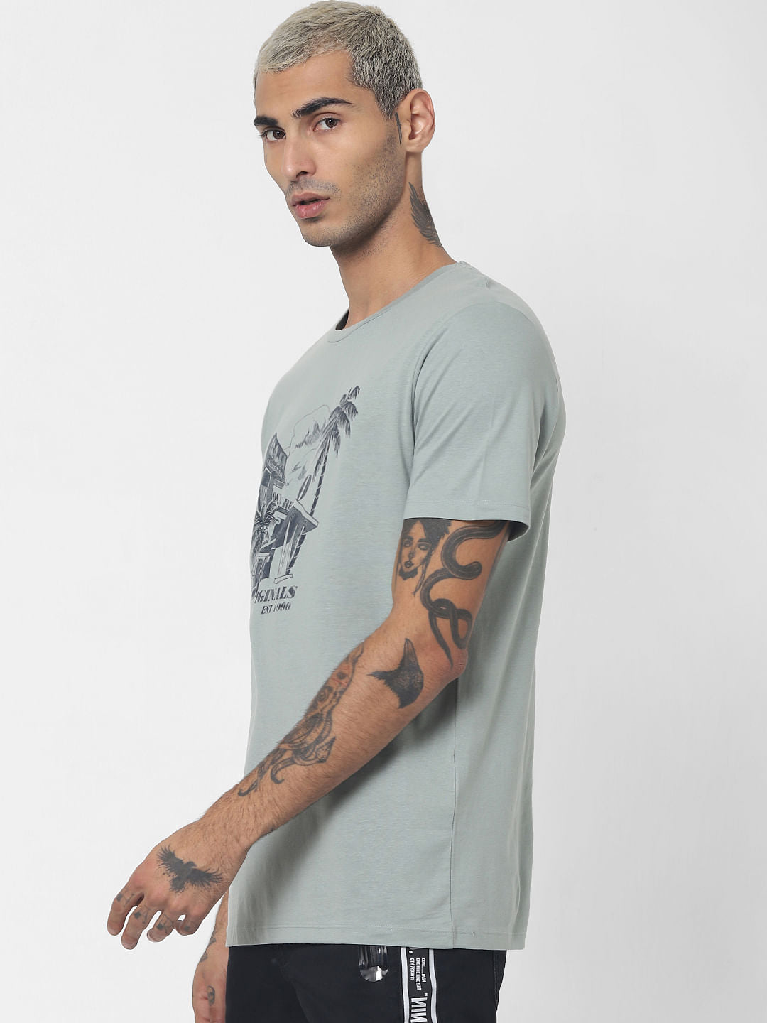 Green Graphic Print Crew Neck T-shirt