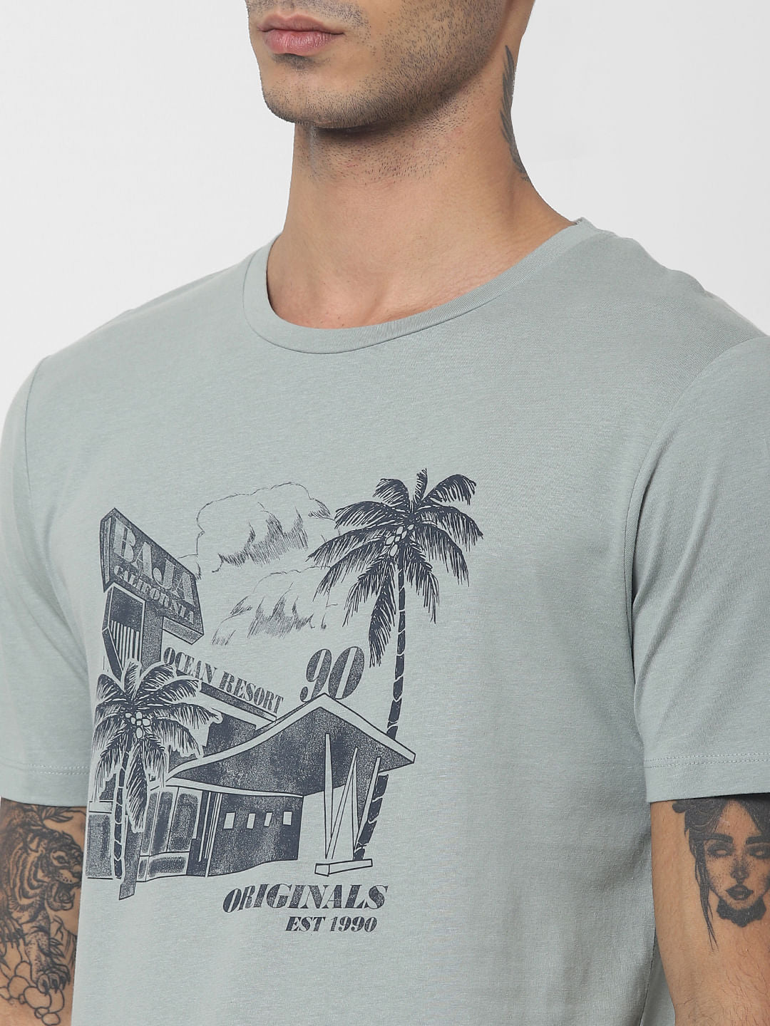 Green Graphic Print Crew Neck T-shirt