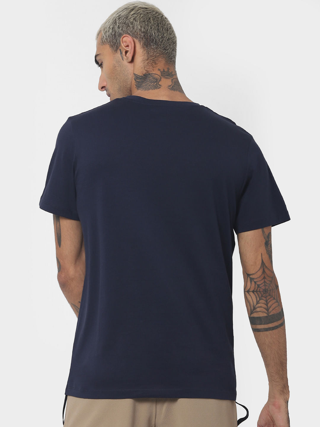 Navy Blue Graphic Print Crew Neck T-shirt