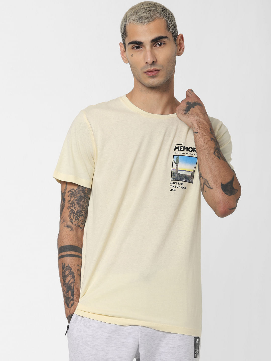 Yellow Graphic Print Crew Neck T-shirt