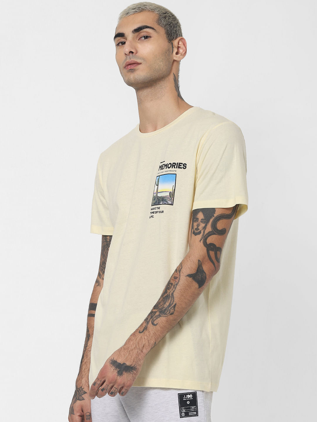 Yellow Graphic Print Crew Neck T-shirt